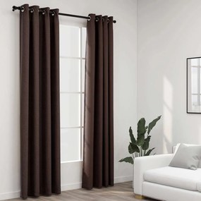 Tende Oscuranti Effetto Lino Con Occhielli 2pz Talpa 140x225cm /