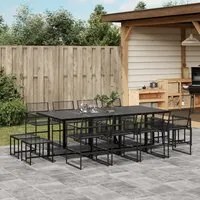 Set da Pranzo da Giardino 13pz Nero in Polyrattan 3295055