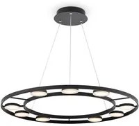 Lampadario A Sospensione Moderno Fad Metallo Nero Acrilico 9 Luci Led 63W