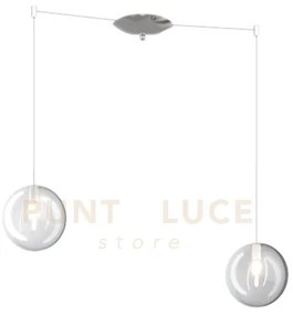 Sospensione cromo 2 luci spostabile vetri bianco fog 1184cr-s2 s-bf