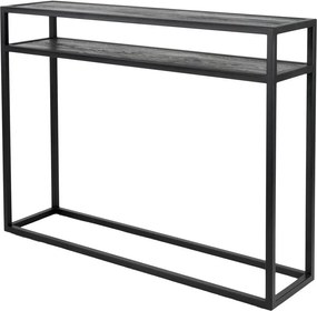 Tavolo consolle nero con piano in rovere massiccio 30x120 cm Daniël – Spinder Design