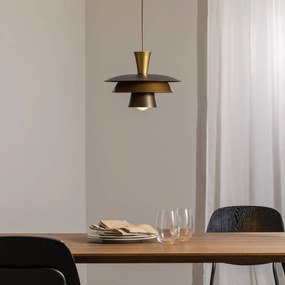 Luminex Lampada a sospensione Plato, colore titanio/oro, Ø 34 cm, acciaio