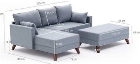 Divano angolare azzurro (angolo sinistro) Bella - Balcab Home