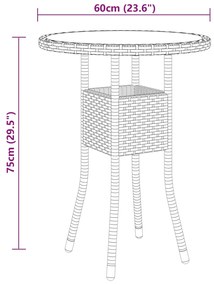 Set da Bistrot per Giardino 3 pz in Polyrattan Nero