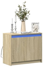 Credenza Con Led Rovere Sonoma 72x34x61 Cm İn Legno Multistrato /
