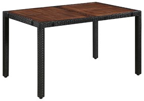 Set da pranzo da giardino 7 pz in polyrattan e acacia nero