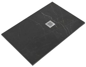 Piatto doccia SANYCCES in resina STRATO grafite L 100 x L 180 x H 2.7 cm effetto pietra
