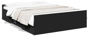 Giroletto con cassetti nero 120x190 cm in legno multistrato