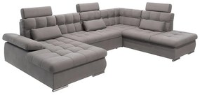 Divano angolare grigio allungabile e con contenitore (con penisola a destra/a U) Merkur – Ropez