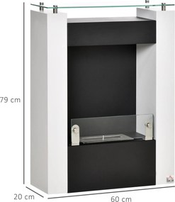 Camino a Bioetanolo da Pavimento 60x20x79 cm Bianco e Nero...