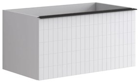 Mobile da bagno sotto lavabo Pixel grid bianco e maniglia alluminio nero laccato opaco L 80 x H 40 x P 45.5 cm 1 cassetto, lavabo non incluso