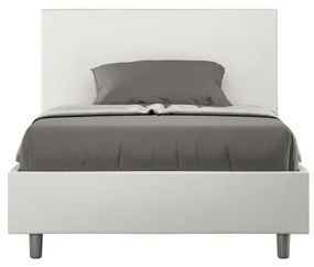 Letto una piazza e mezza contenitore imbottito 120x210 similpelle bianco Adele