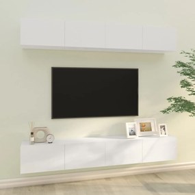 Mobili Porta TV a Parete 4 pz Bianco Lucido 100x30x30 cm