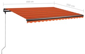 Tenda da Sole Retrattile Manuale LED 450x350 cm Arancio Marrone