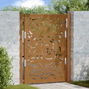 Cancello Da Giardino 105x130 Cm Acciaio Corten Design A Fiamma /