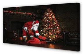 Quadro su tela Decorazioni per regali degli alberi di Natale Babbo Natale 100x50 cm