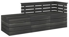 Set divani da giardino su pallet 3 pz legno pino grigio scuro