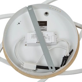 Plafoniera bianca con legno con LED dimmerabile a 3 livelli 2 luci - Kane