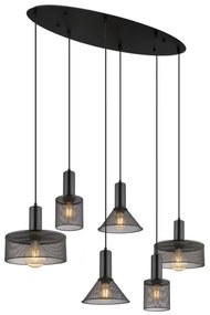 Globo 15648-6H - Lampadario a cavo JEDD 6xE27/60W/230V nero