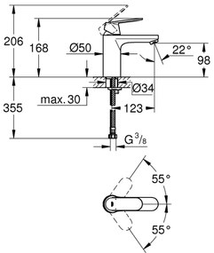 GROHE 23327000 - EUROSMART COSMOPOLITAN DN 15 basin mixer, dimensione M, cromo