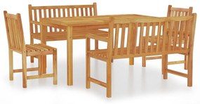 Set da pranzo per giardino 5 pz in legno massello di teak