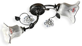Plafoniera Classica Pisa Metallo E Ceramica Nero Sfumato Argento 2 Luci E14