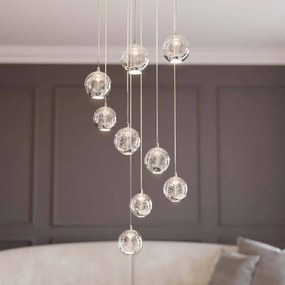 Lampada a sospensione in vetro Hayley Lucande, Cromo / Argento, Soggiorno / Sala da pranzo, Vetro, Design, Lampada a sospensione
