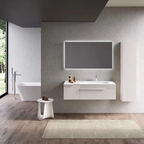 Mobile sottolavabo e lavabo Ginevra per vasca a destra bianco opaco L 120 x H 36 x P 51 cm