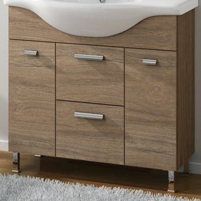 Mobile da bagno sotto lavabo Rimini rovere L 81.5 x H 80 x P 33.5 cm 1 cassetto 2 ante, lavabo non incluso