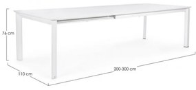 Tavolo Konnor in alluminio 200-300x110 cm bianco