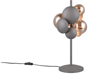 Lampada da tavolo con paralume in vetro grigio-oro (altezza 50 cm) Bubble - Trio Select