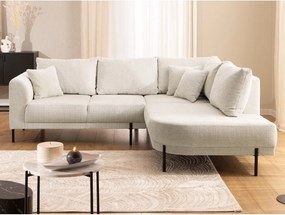 Divano angolare beige (con penisola a destra/a L) con rivestimento in ciniglia Mauris – Ropez