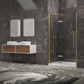 Porta doccia 90cm battente e fisso oro spazzolato | KT4000G - KAMALU
