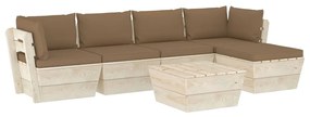 Set divani da giardino su pallet 6 pz con cuscini legno abete