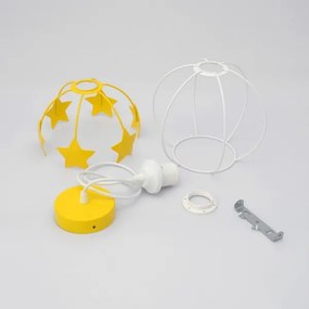 Lampadario a sospensione per bambini STARS 1xE27/15W/230V giallo/bianco