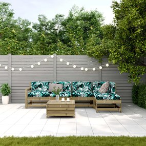 Set divani da giardino 6pz con cuscini legno impregnato di pino