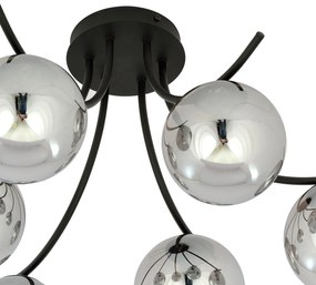 Lampadario da Soffitto in Acciaio e Vetro BOSTON 6 Nero 6xE14