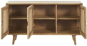 Credenza in legno di mango e motivo a intreccio rattan 3 ante L145 cm LAKA