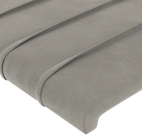 Testiera ad orecchio grigio chiaro 103x23x118/128 cm in velluto