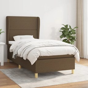 Giroletto A Molle Con Materasso Marrone Scuro 90x200 Cm Tessuto /