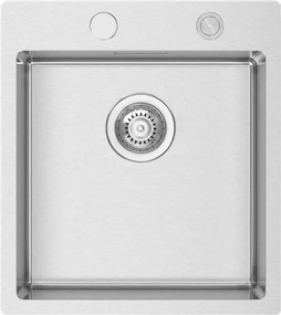 Lavello semincasso quadrato 1 vasca in inox argento RODI Box Lux 46 piletta tonda L 45 x L 50.5 cm