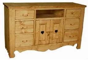 Base credenza 2 ante con cuore, 6 cassetti e 1 vano - LM-C12