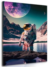 Quadro su tela – Astronauta sulla superficie di un pianeta sconosciuto