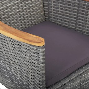 Set da pranzo per giardino 11 pz in polyrattan grigio