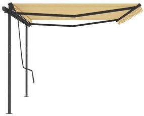 Tenda da Sole Retrattile Automatica Pali 5x3,5 m Gialla Bianca