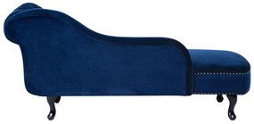 Chaise longue destra in velluto blu NIMES Beliani