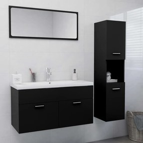 Set Mobili Da Bagno Nero İn Legno Multistrato /