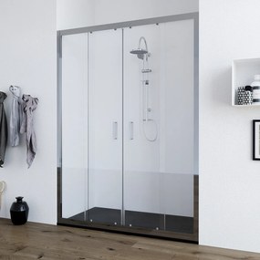 Porta doccia doppia anta scorrevole 150 cm trasparente Olmo