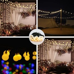 Brilagi - Catena decorativa solare a LED BUBBLE, 50 LED / 8 modalità, 7 m, IP65, bianco caldo
