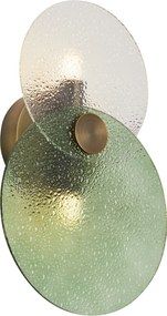 Lampada da parete Art Déco bronzo scuro con vetro verde e trasparente 2 luci - TEXT
